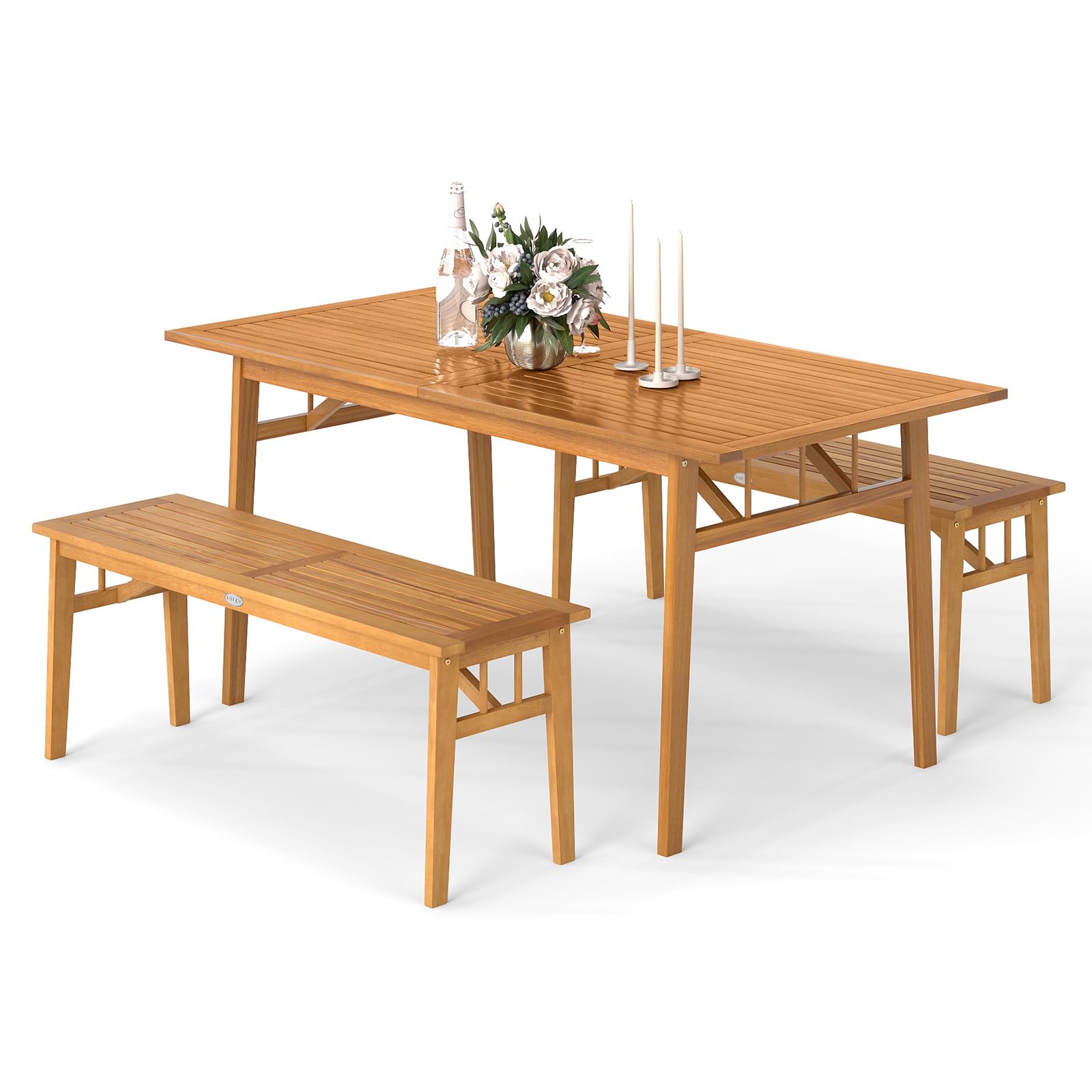 Tangkula 3 Pieces Patio Dining Set